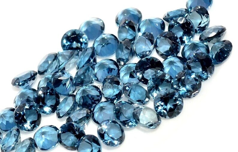 Natural London Blue Topaz 3mm 4mm 5mm 6mm Round Shape Faceted Gemstone