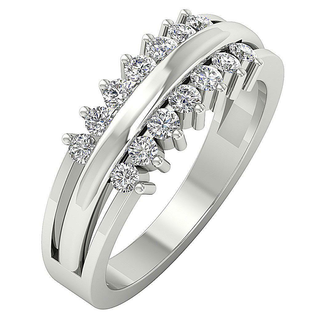 Engagement Ring VVS1 E 0.65 Carat Round Cut Diamond 14K White Gold 6.40MM