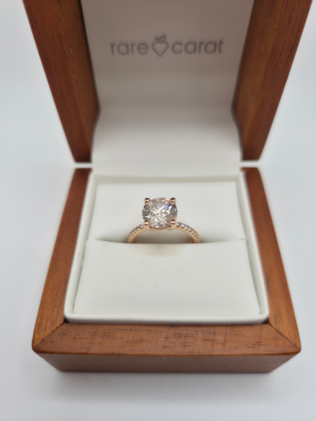LAB CREATED DIAMOND RING – 14k ROSE GOLD – 2.53 ROUND VS1 RARE CARAT – 6.25 SIZE