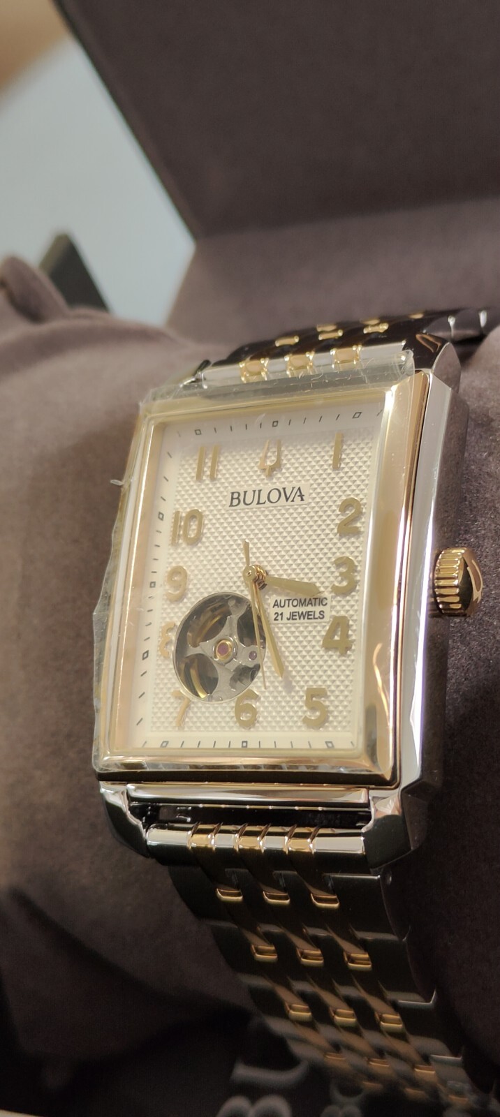 Bulova Mens Classic Automatic Silver Skeleton Stainless Steel Watch 33 MM 98A308