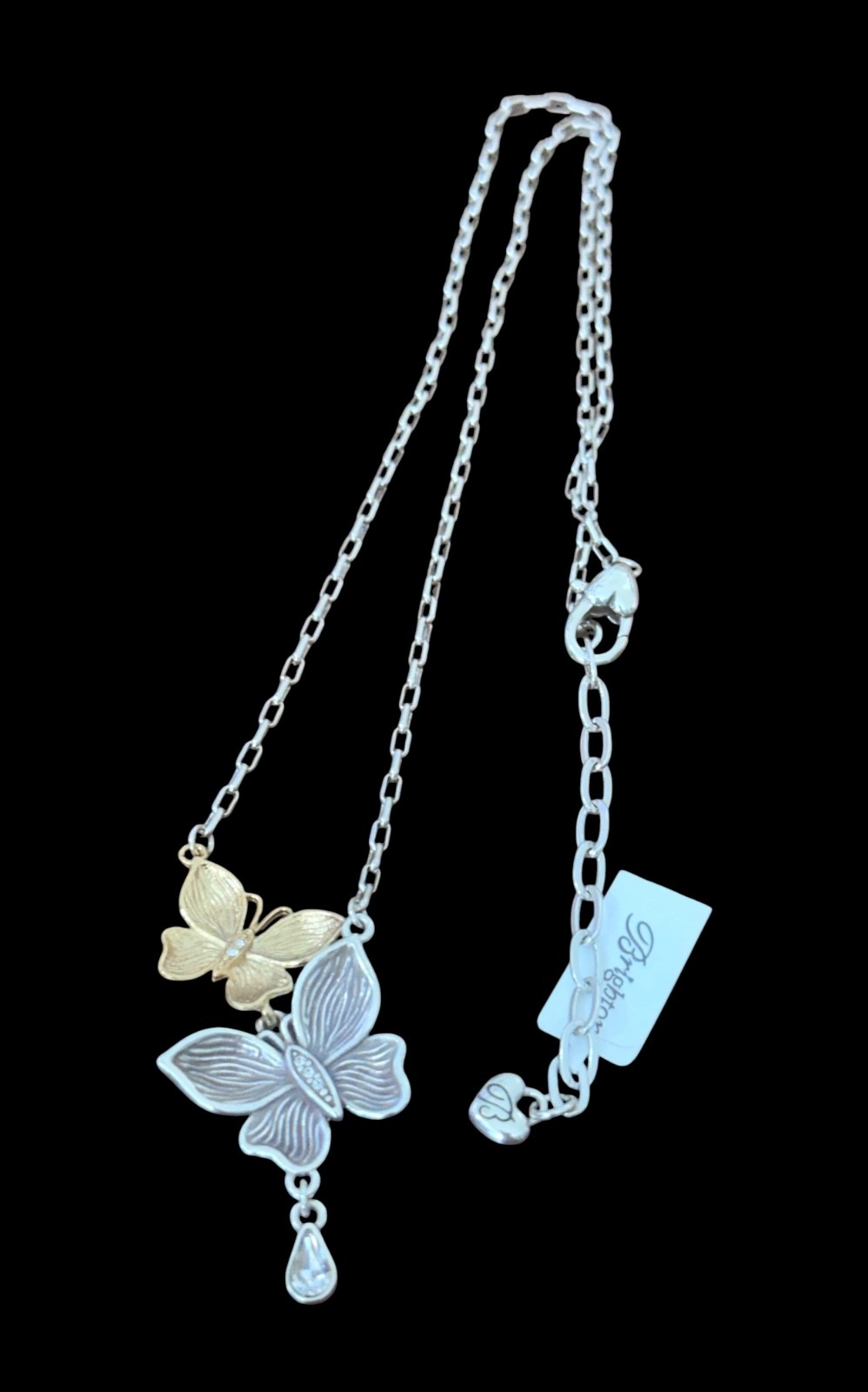 Brighton Everbloom Flutter necklace -2 butterflies- gold &silver color- crystals