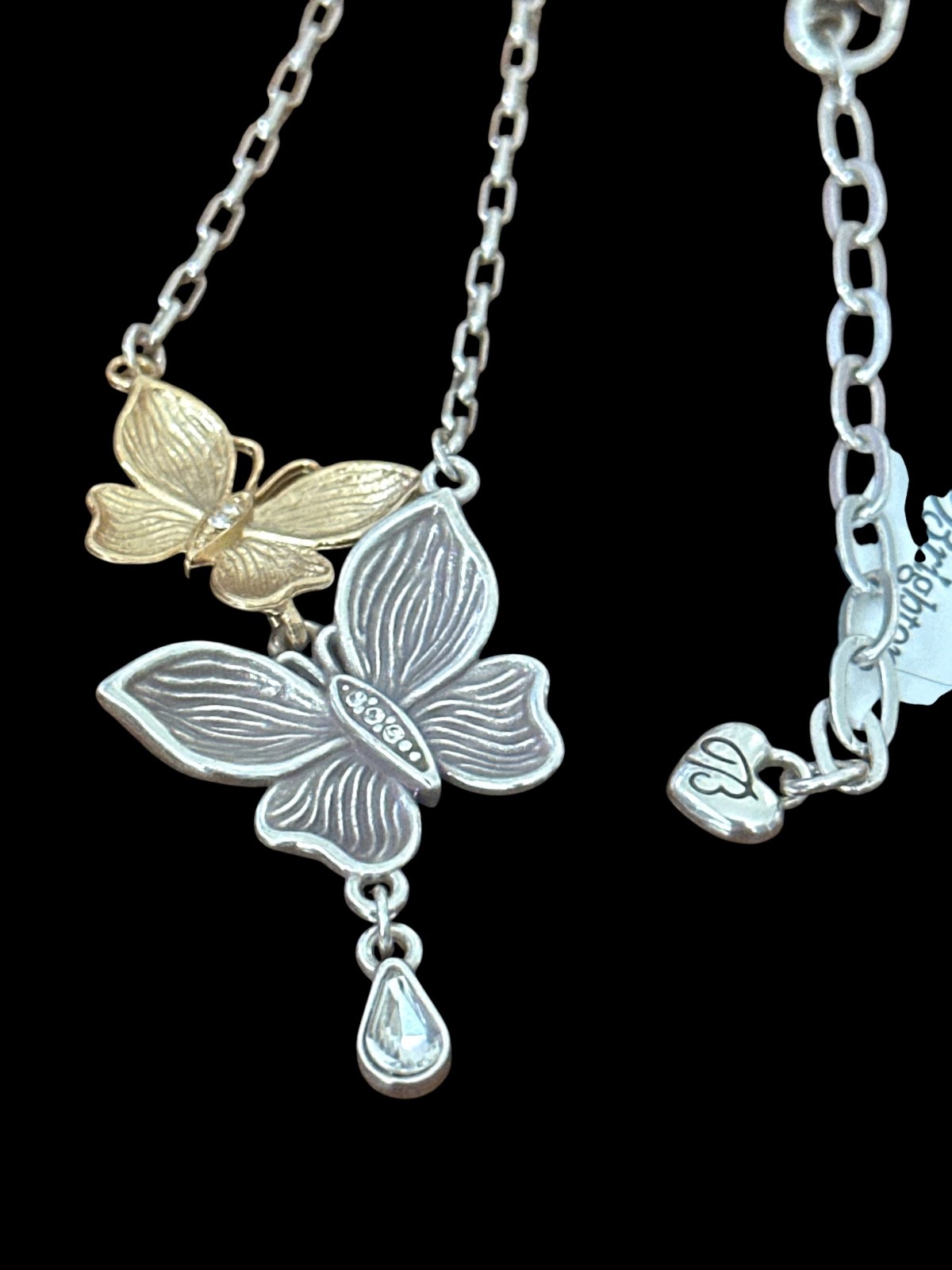 Brighton Everbloom Flutter necklace -2 butterflies- gold &silver color- crystals