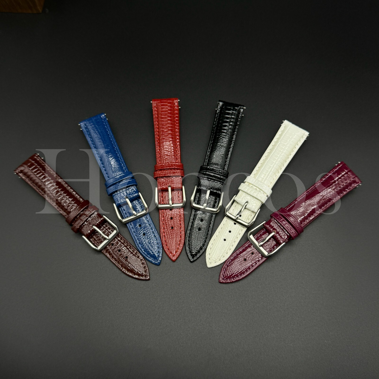 12 14 16 18 20 22 MM Genuine Leather Lizard Watch Band Strap Quick Release pins