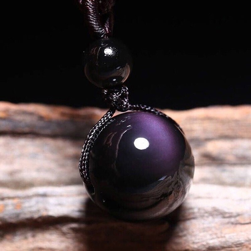 Natural Rainbow Obsidian Stone Pendant Amulet Men Women Necklace Healing Reiki