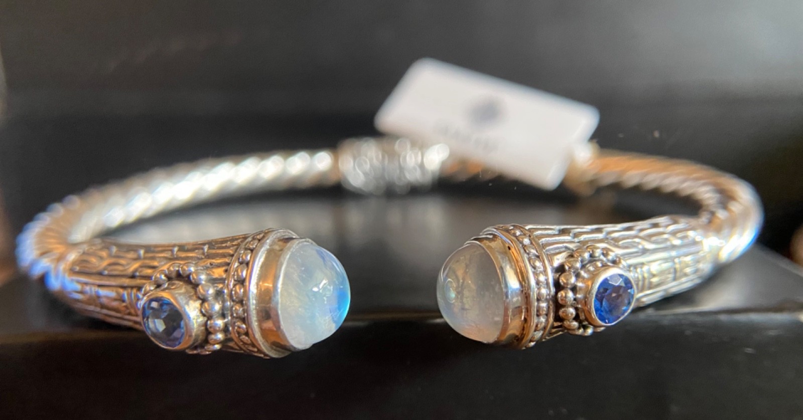 Sarda,Bali Made,Top Quality Moonstone & Sterling Tip-Tip Bracelet Szs 6.5 & 7.5”