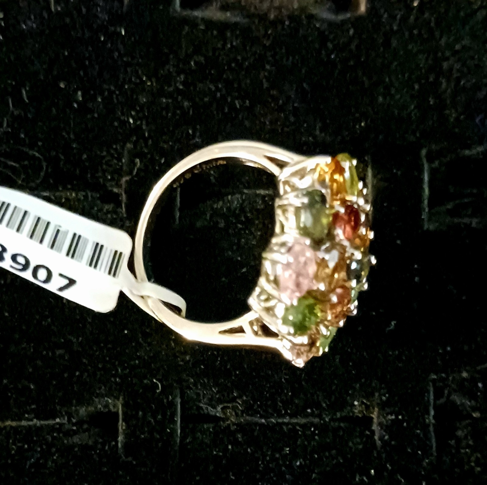 Multi color tourmaline ring in sterling silver size 6
