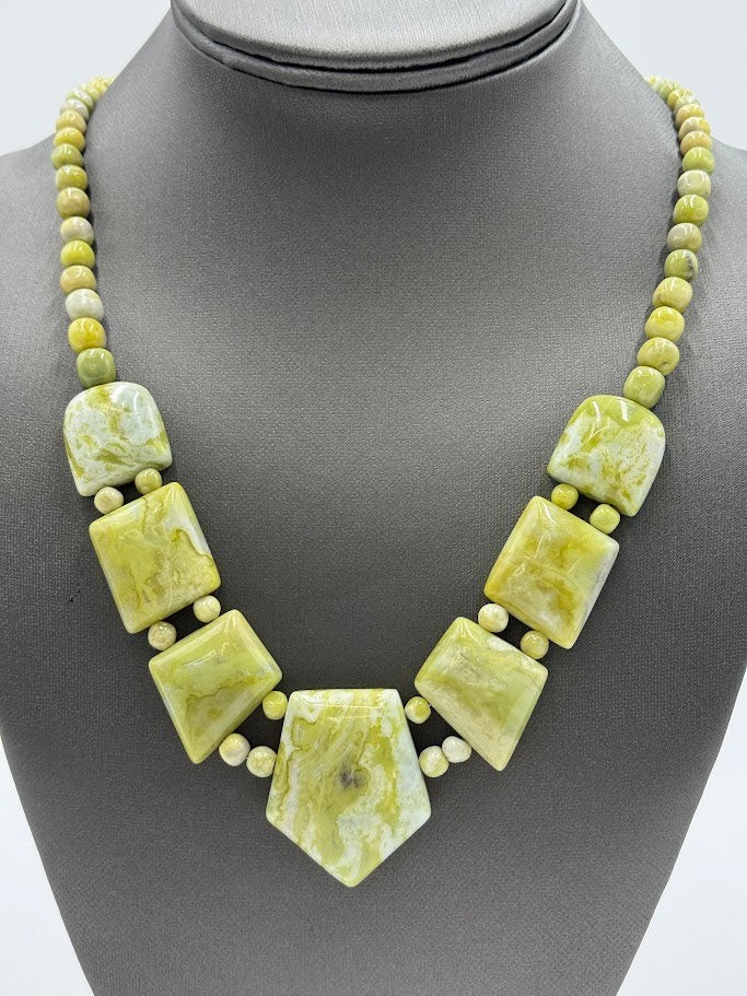 Jay King Sterling Silver South African Olive Calcite Necklace, 18″