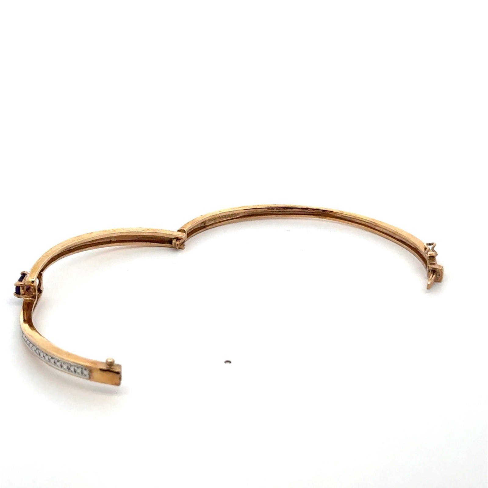 7″ Ross Simons 925 Gold Vermeil Hinged Amethyst Bangle Bracelet, 13.0g