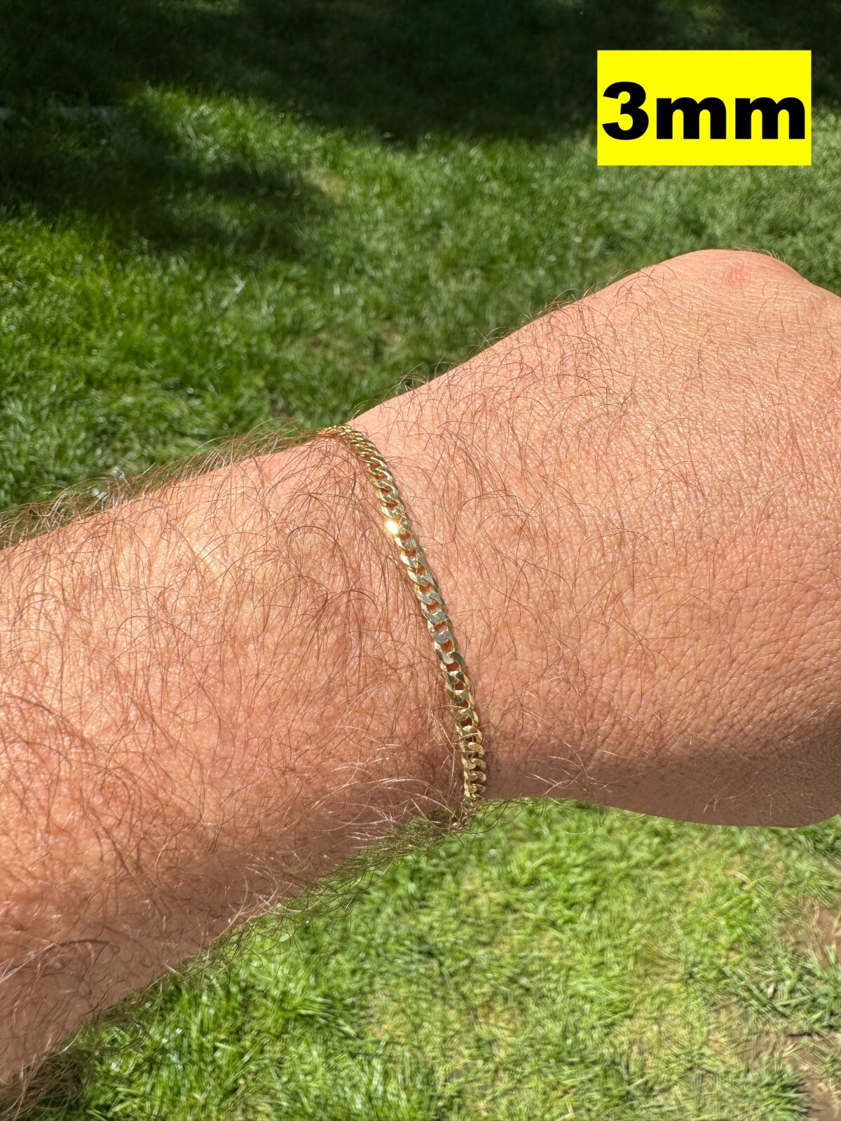 Real 14k Gold Plated Solid 925 Sterling Silver Flat Cuban Bracelet Mens Ladies