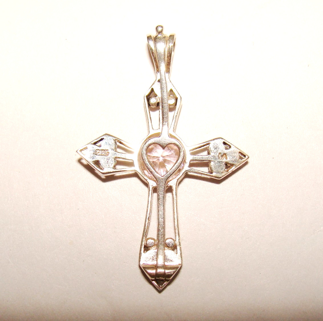 Silver Plated Mark 925 Cross Marcasite Interchangeable 7 Colors CZ 18″ Necklace
