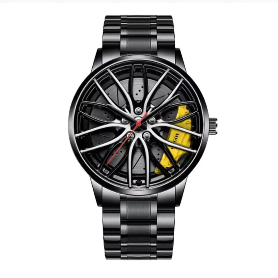 Men Car Wheel Style Wristwatch Rim Hub Design NEW