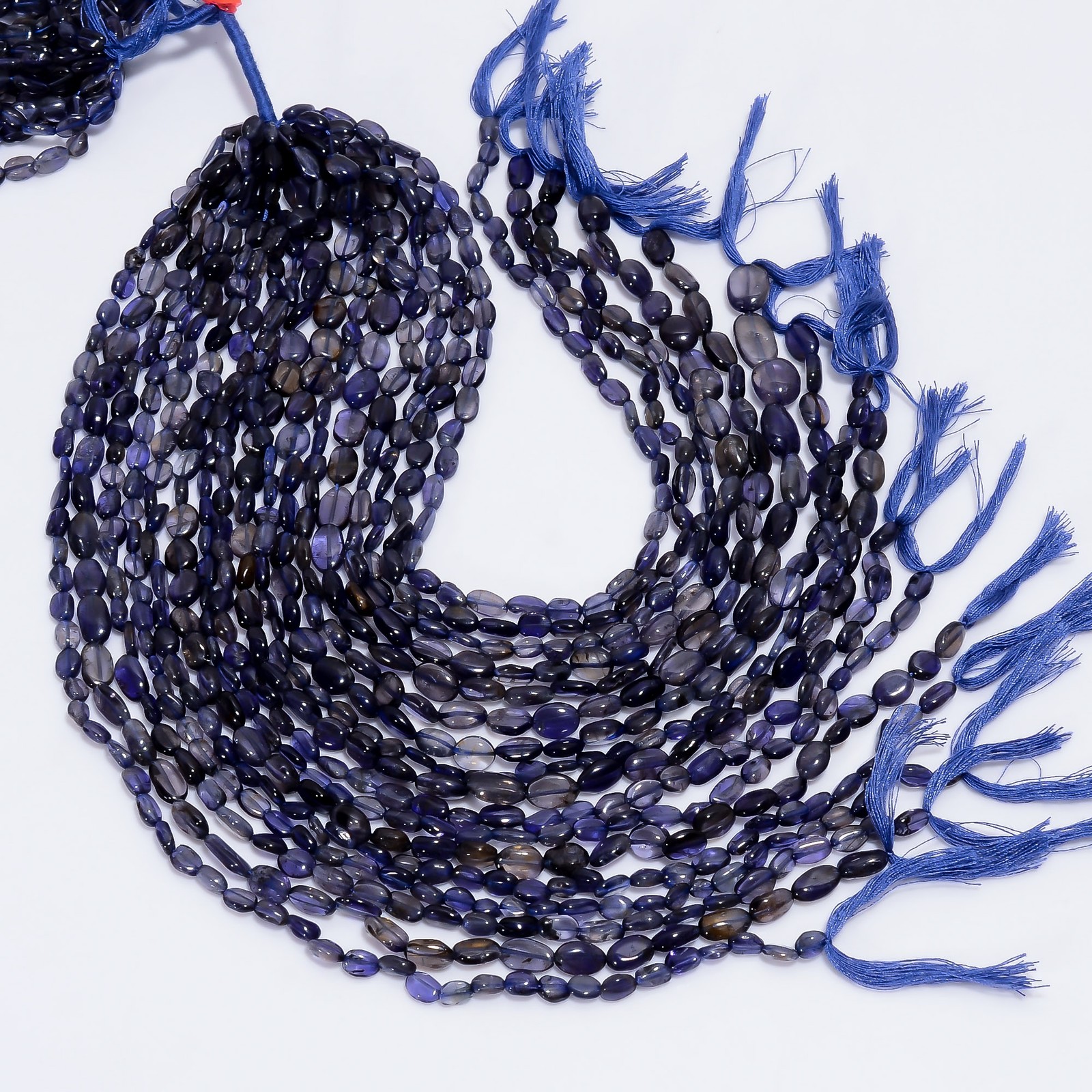 Natural Iolite Gemstone Oval Shape Smooth Beads 5X4 11X5 mm Strand 12.5″ AB-859