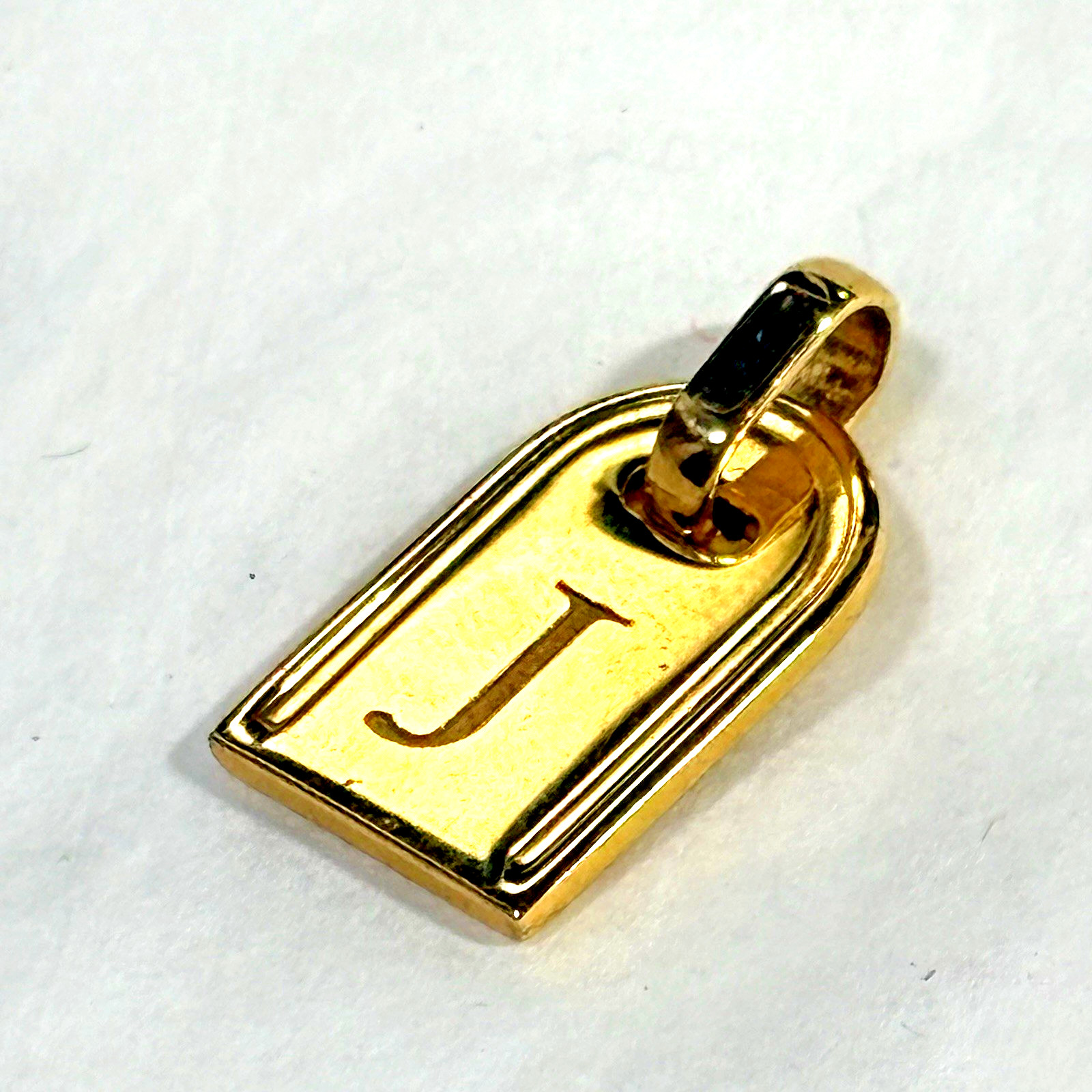 Vintage Bronze Milor Italy Gold Tone Letter J Pendant Retro Arch Initial 1″