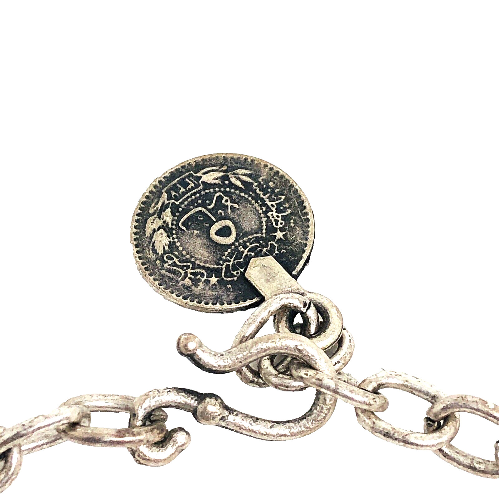 Necklace Silver Hammered Metal Abstract Lead Free Nickel Free Lalou Brand 19.5″