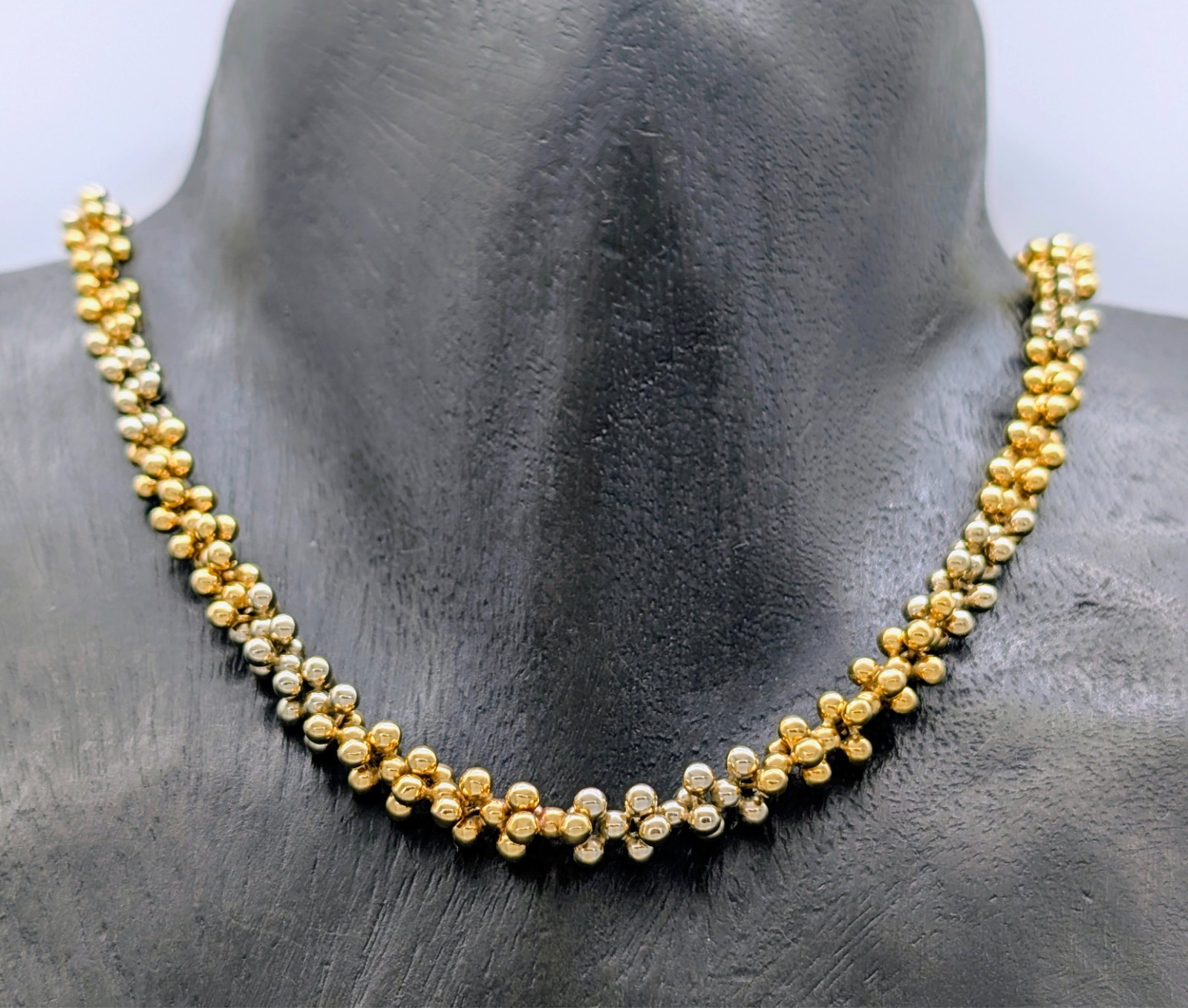Ball Chain Necklace 750/18K Yellow White Gold – 45g – 44.50cm Link Chain #3288