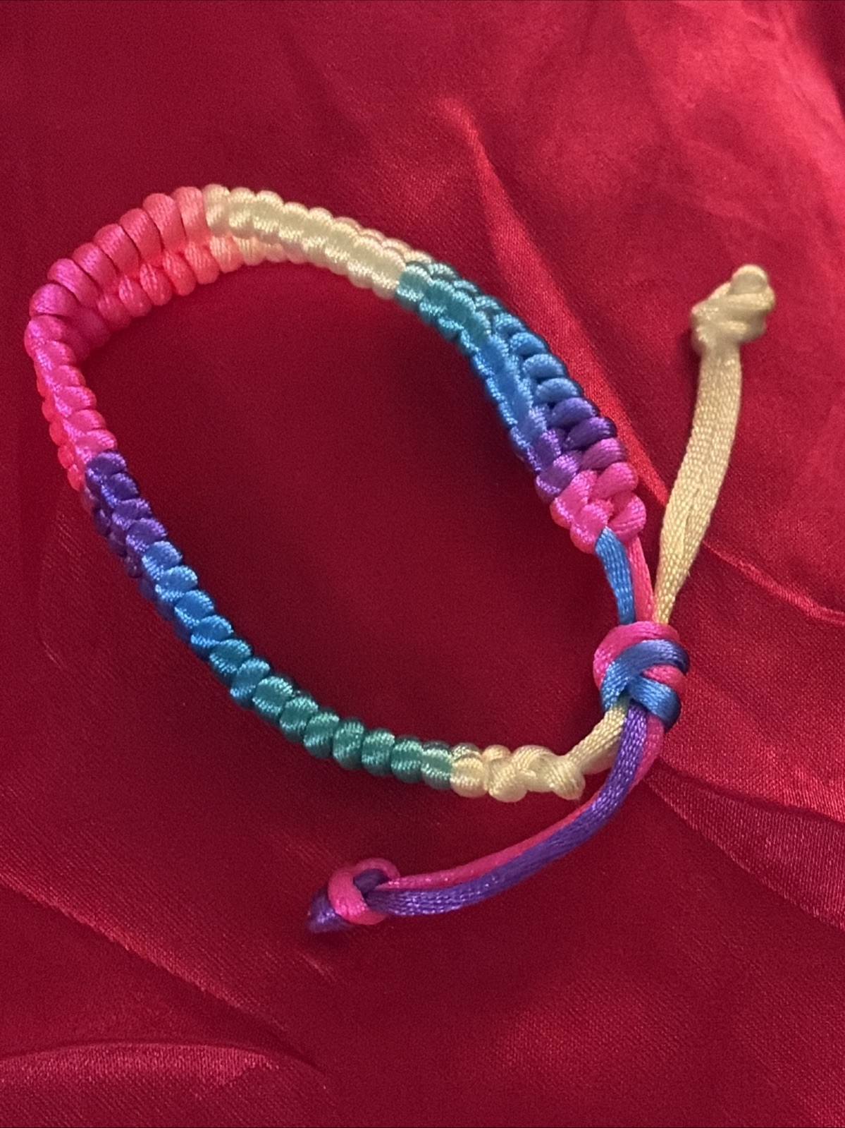 NEW COLORFUL NEON NYLON HERRINGBONE WEAVE FRIENDSHIP BRACELET ADJUSTABLE NIP
