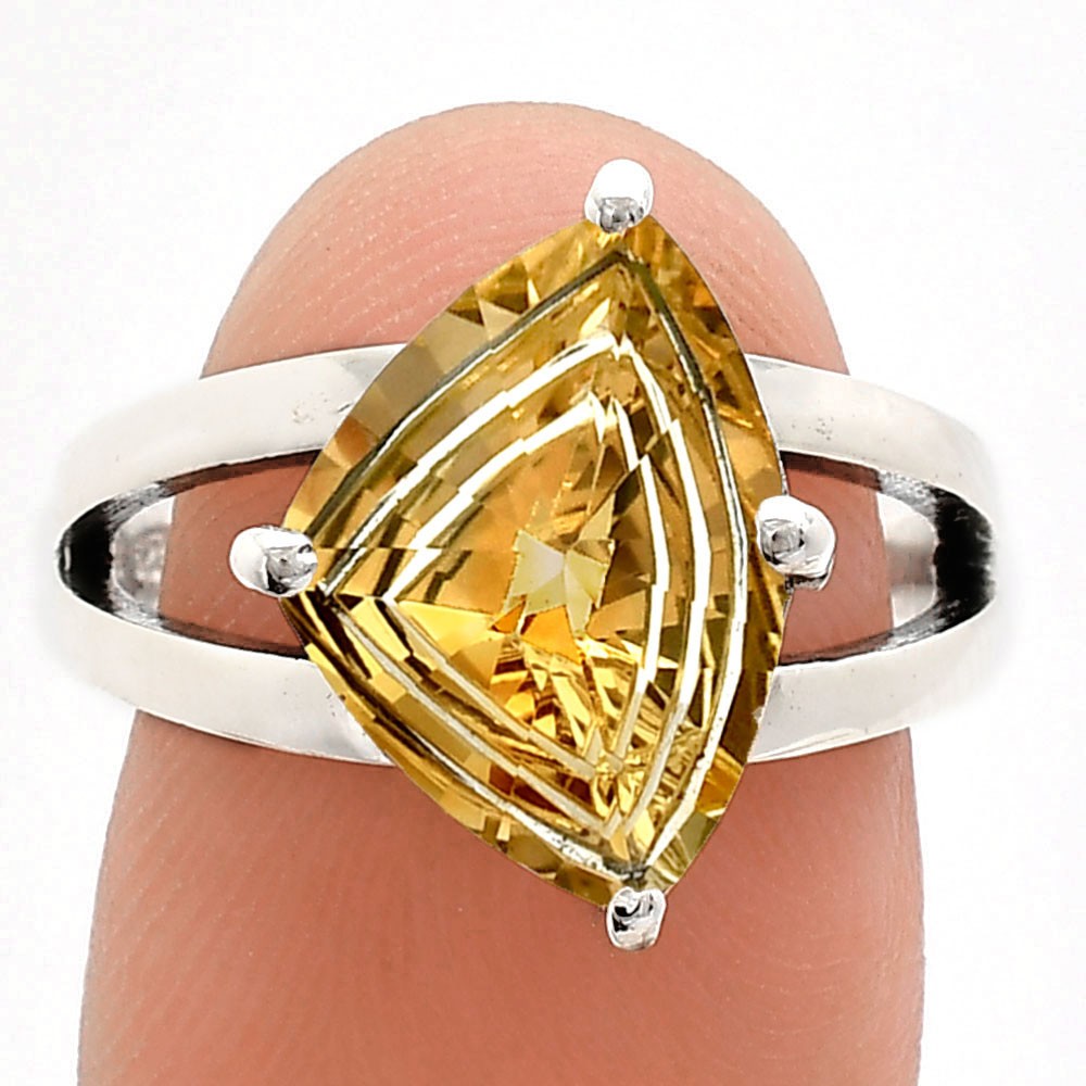 Fancy Cut Natural Citrine 925 Sterling Silver Ring s.7 Jewelry R-1019