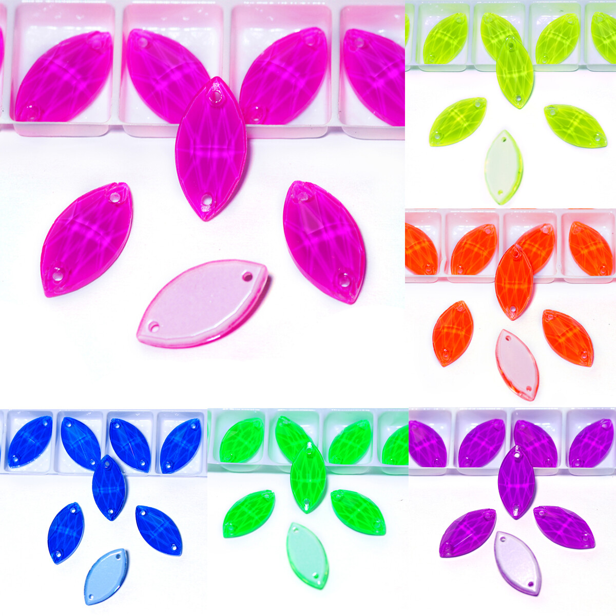 Navette Crystal Neon Sew On Rhinestones Fluorescence Mocha Sewing accessory
