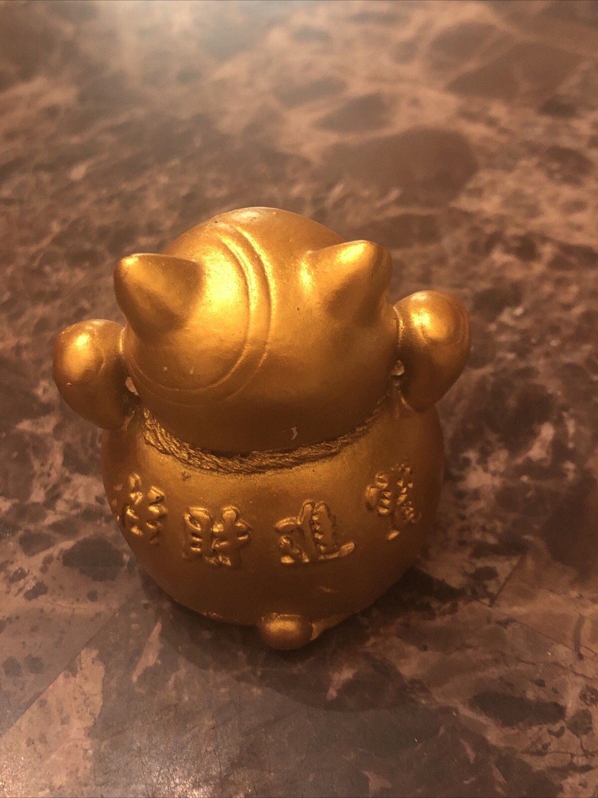 2.8in Resin Lucky Kitty Copper Color Figurine