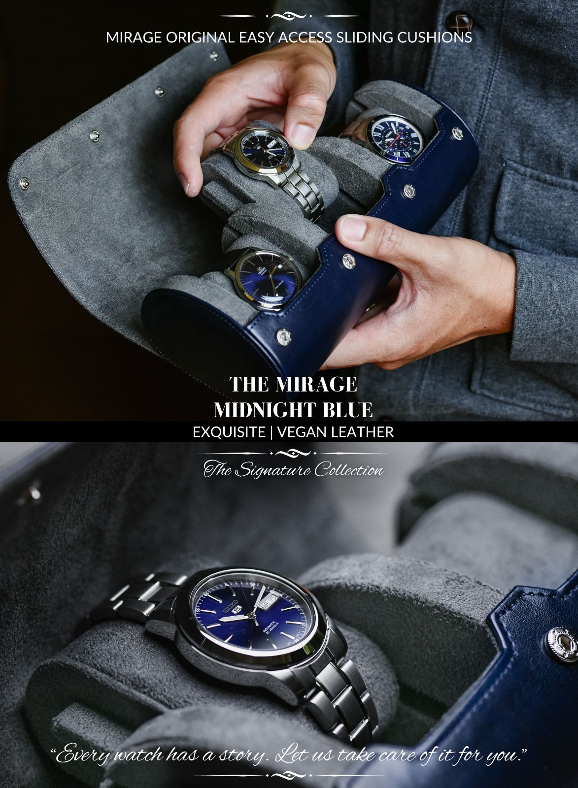 Watch Travel Case For Men – Mirage Watch Roll Leather (VARIATIONS) Best Gift