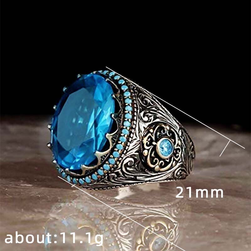 4 Ct Simulated Aquamarine Vintage Style Ring Silver Plated Valentine Gifts Ring