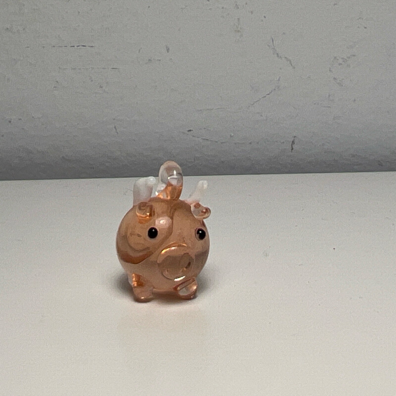 Mini Flying Pig Necklace Charm Ornament Pink Glass Hand Blown Christmas Tree .5″