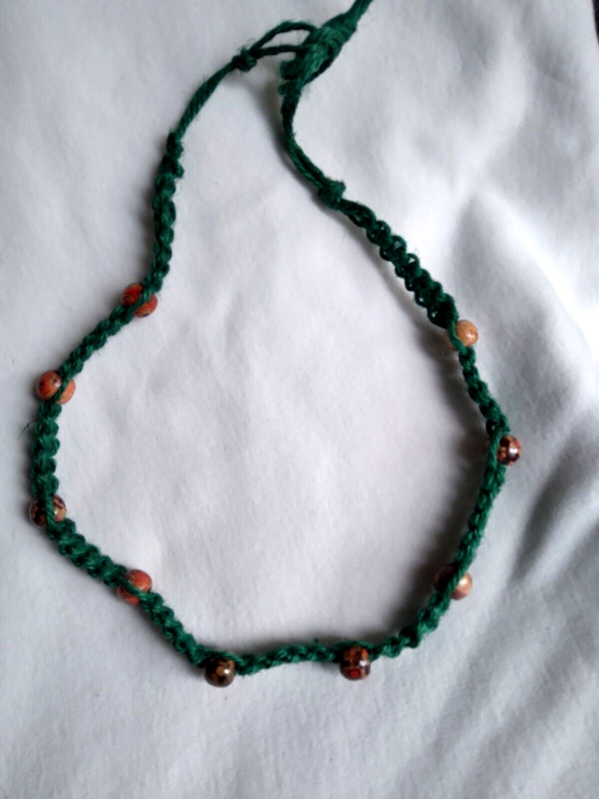 SURFER Beaded HEMP NECKLACE 22″ Unisex Macrame Boho Hippie US Seller New