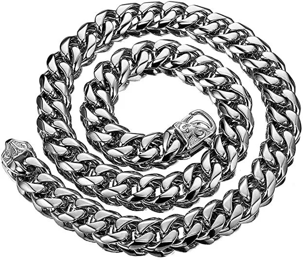 Men’s Black/Silver/Gold Stainless Steel Curb Cuban Link Chain Necklace 16″-40″