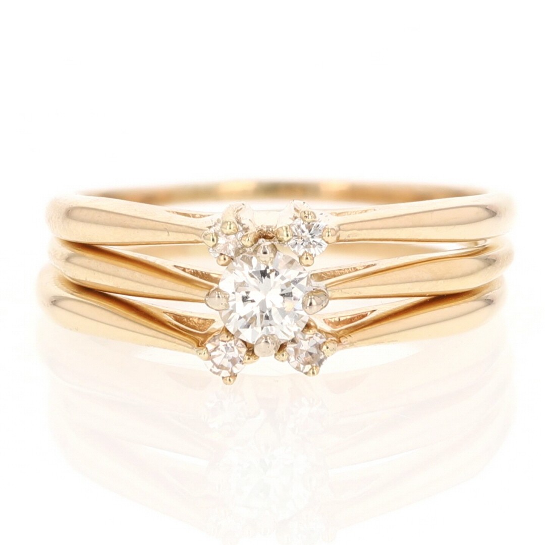 .31ctw Diamond Solitaire w/ Accents Wedding Set Rings 14k Yellow Gold Size 6.75