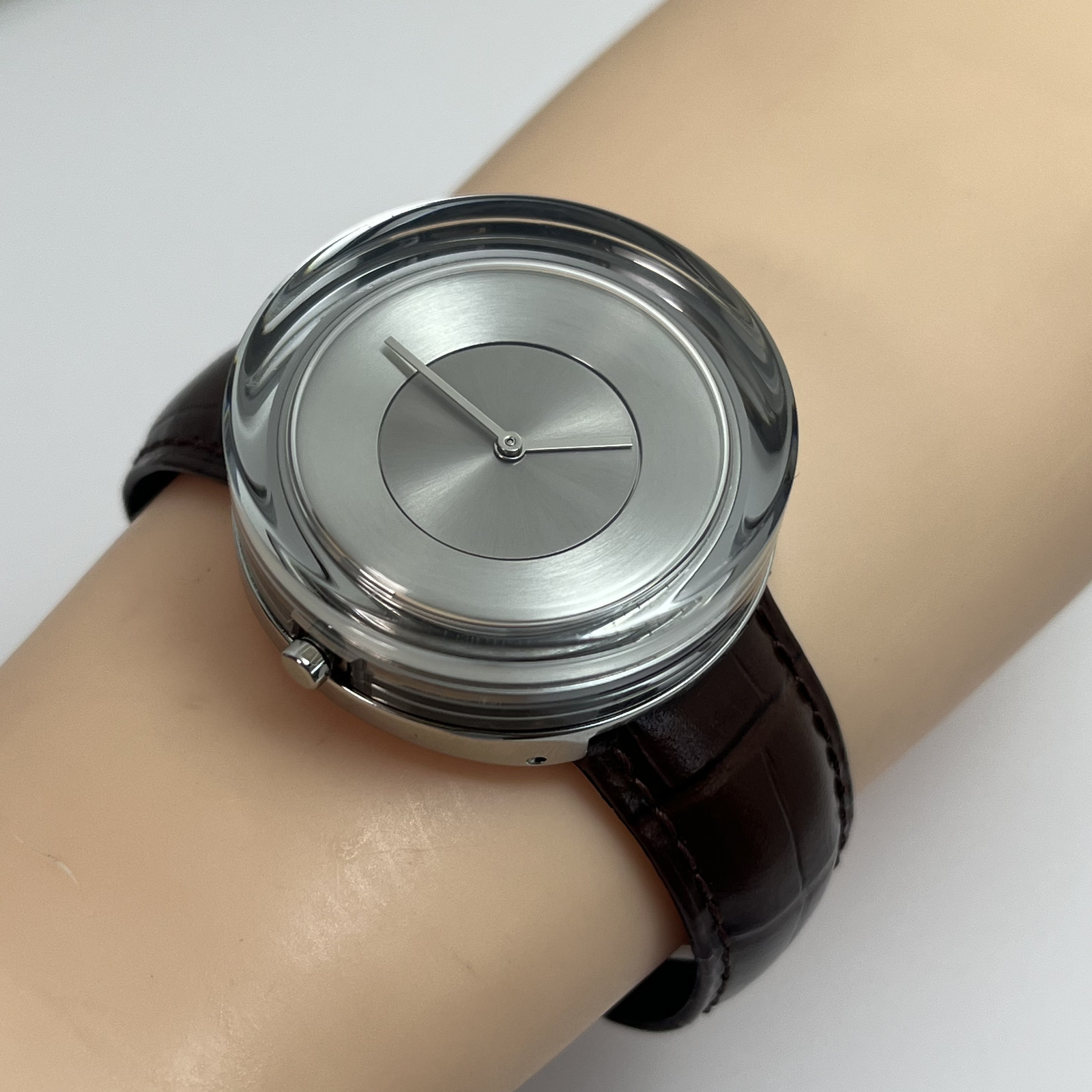 Seiko Issey Miyake Glass Watch NYAH001 TOKUJIN YOSHIOKA Qz Leather w/Box #B888