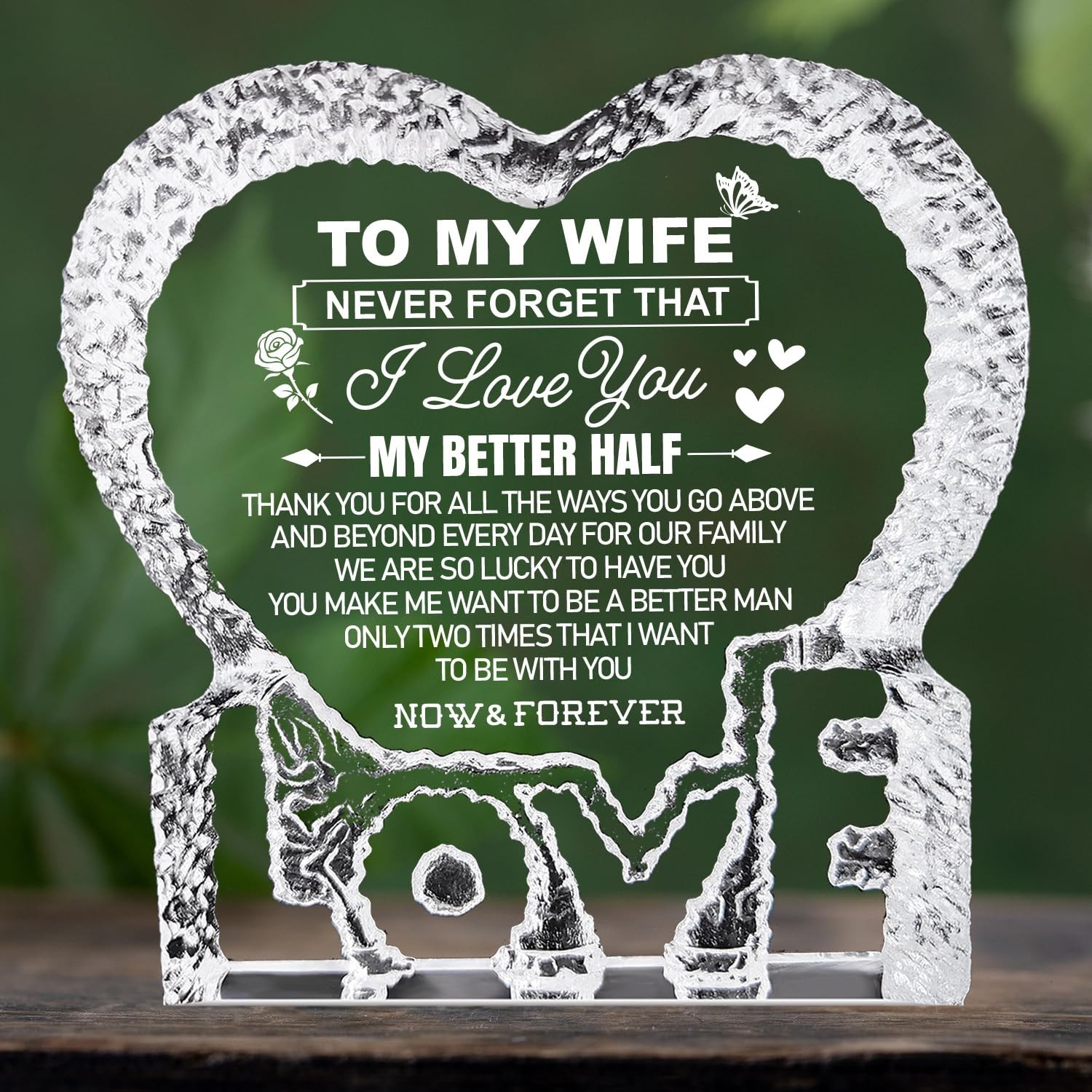 Romantic Crystal Gifts for Wife – K9 Keepsakes, Mother’s Day & Birthday Presents