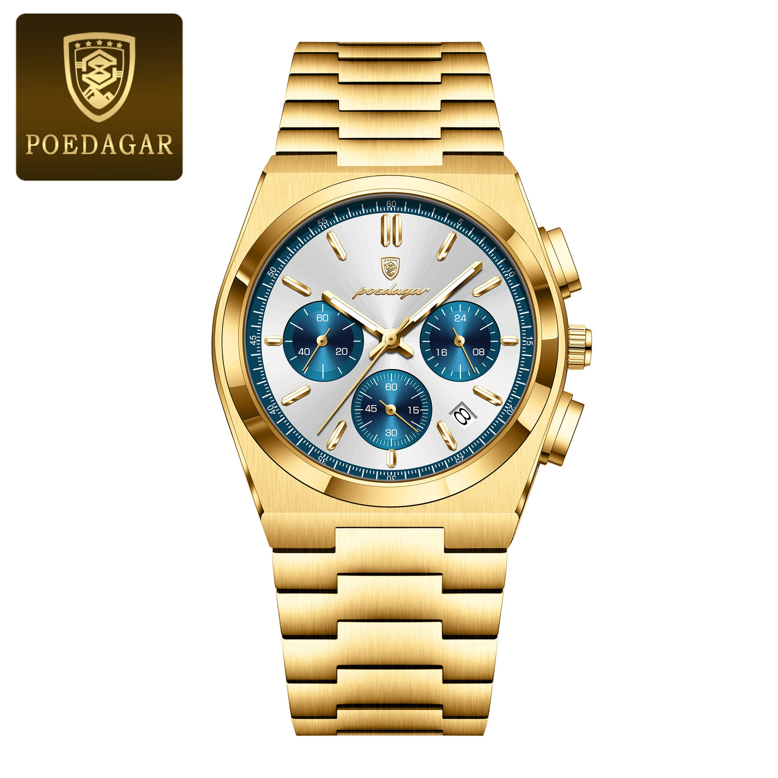 Luxury Man Quartz Chronograph Watch Waterproof Luminous Date 3Bar