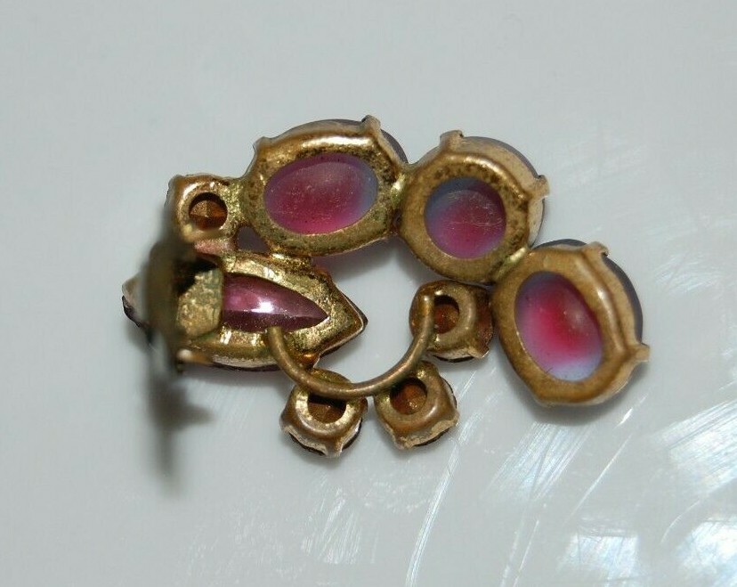 ELEGANT VTG JULIANA COUTURE PINK FROSTED CRYSTALS OPEN BACK GOLDEN CLIP EARRINGS