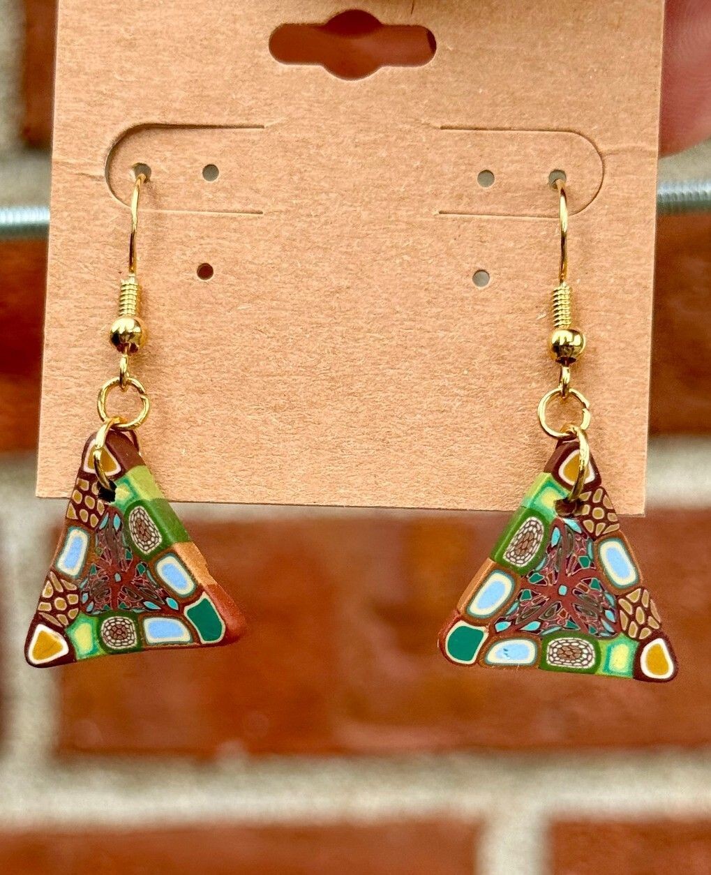 Handmade Polymer Clay Earrings Blue Green Purple
