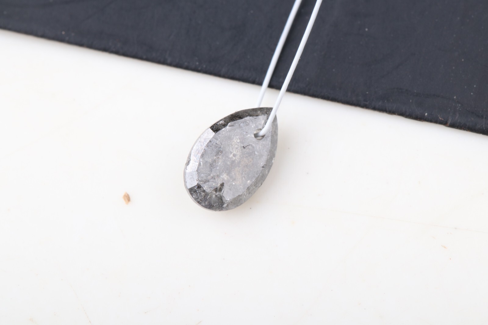 0.65ct Gray Salt Pepper Diamond Drilled Pear Cut Loose Diamond 7.21mm DB162