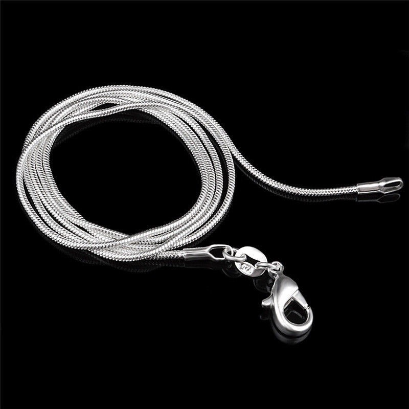 Fashion 925 Sterling Silver Lobster Clasp Snake Chain 18″ For Pendant Necklace