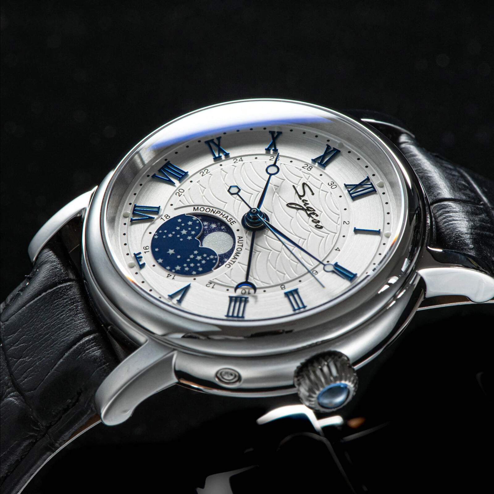 Sugess MoonPhase Master High Beat Mechanical Mens Watch Seagull 1963 SU2108SZ