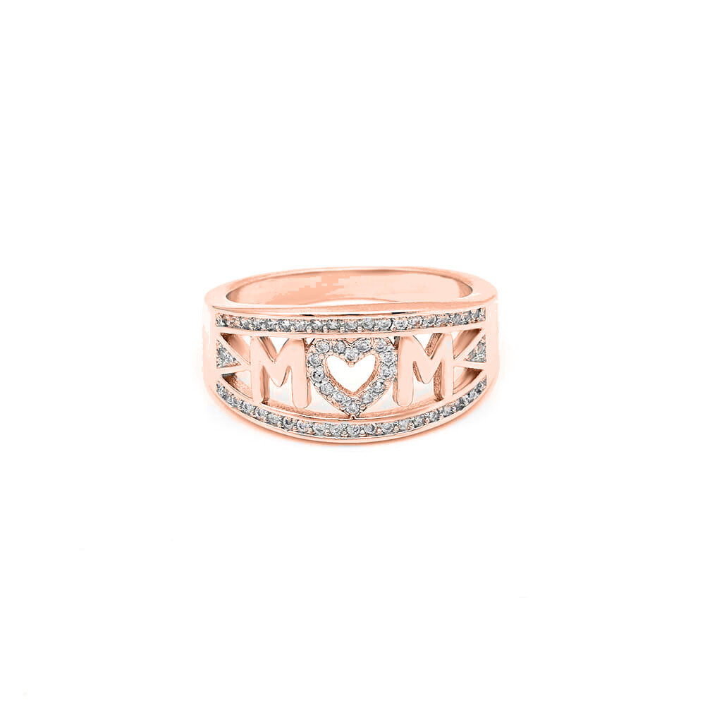 Sterling Silver Mom Heart Ring Mothers Gift Cz Heart Ring – 3 colors