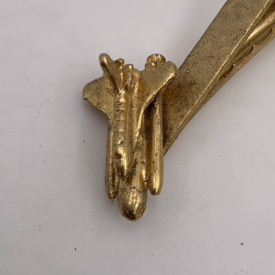 NASA Space Shuttle Rocket Launch Challenger Tie Bar 2″ Gold Tone Strong Clip