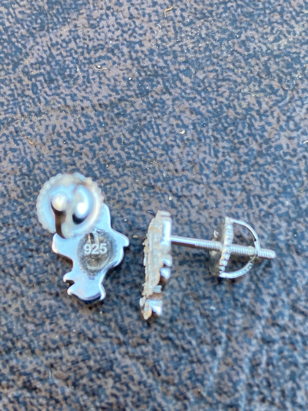 Real Solid 925 Sterling Silver Men Ladies Gold Nugget Small Earrings Plain Studs