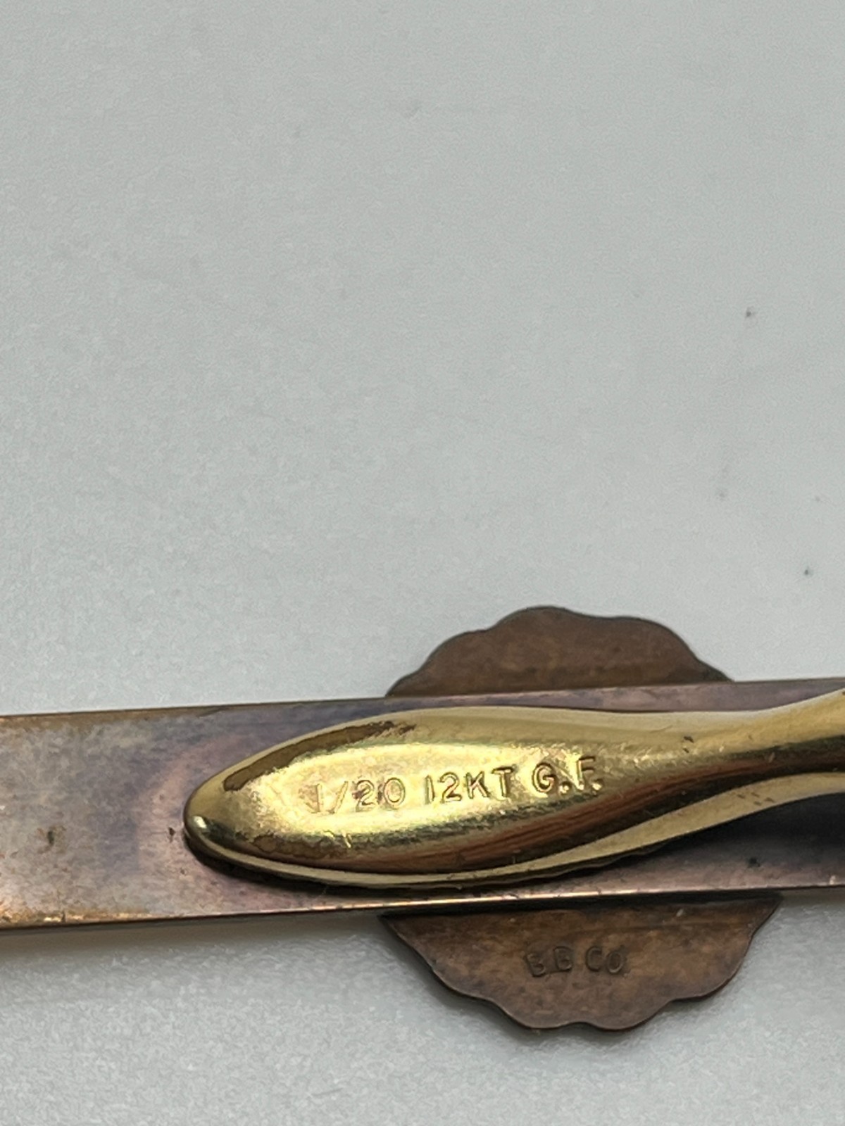 Vintage LESCO 10 Year Service Award Tie Bar Clip 12KT G.F Bliss Bros Gold Tone