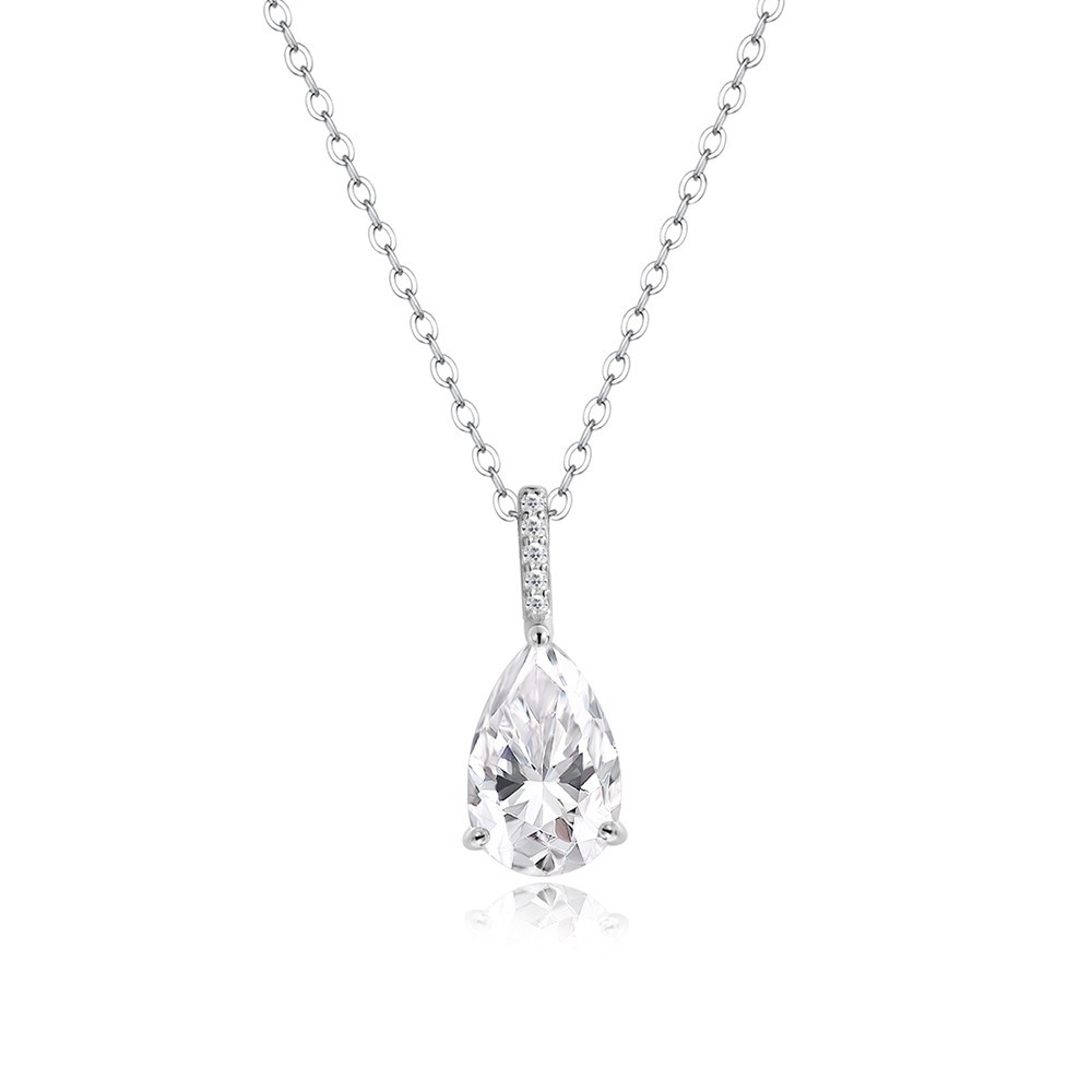 2/3ct Real Pear Cut Moissanite Women Pendant Necklace 925 Sterling Silver Chain