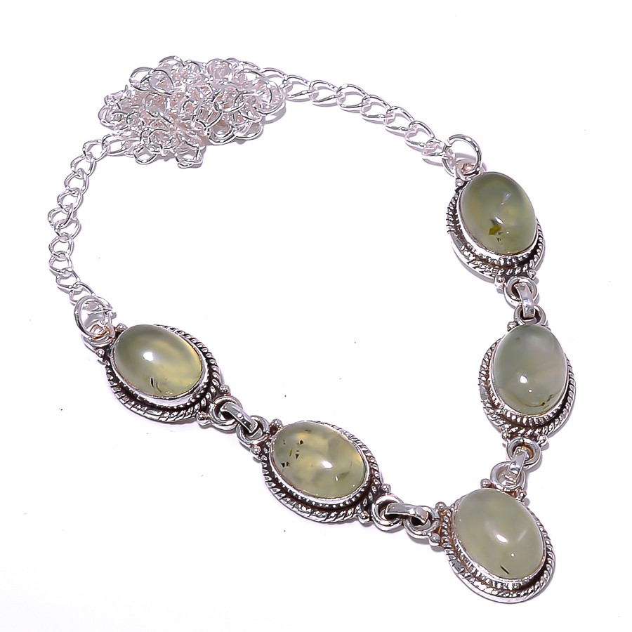 Tennis Prehnite 925 Sterling Silver Jewelry Handmade Necklace 17.99″ N1542-47