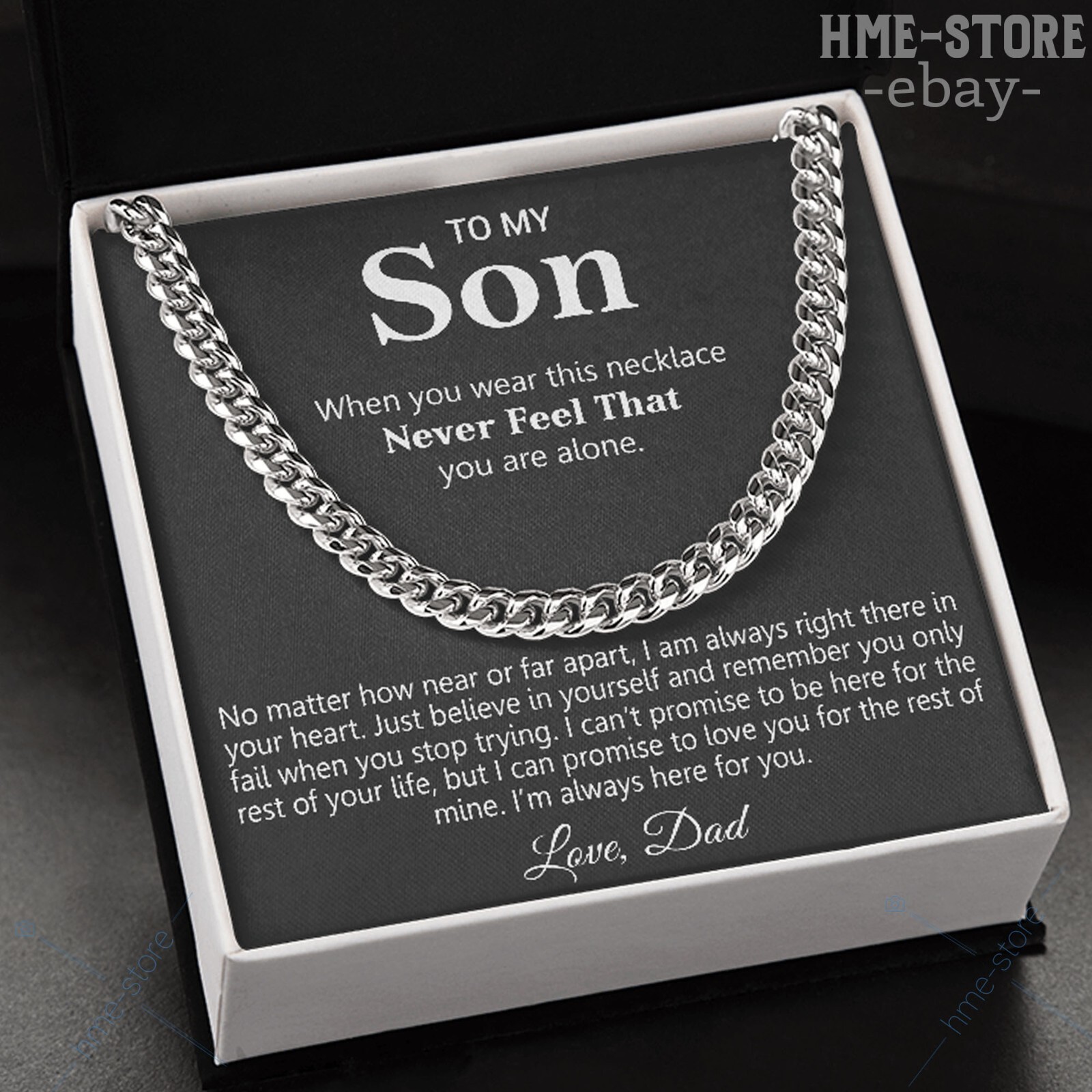 For My Son Cuban Chain Necklace From Dad, Father To Son Birthday Graduation Gift