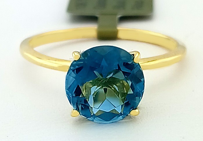 GENUINE 2.50 Cts BLUE ZIRCON SOLITAIRE RING SOLID 10K GOLD – Free Certificate