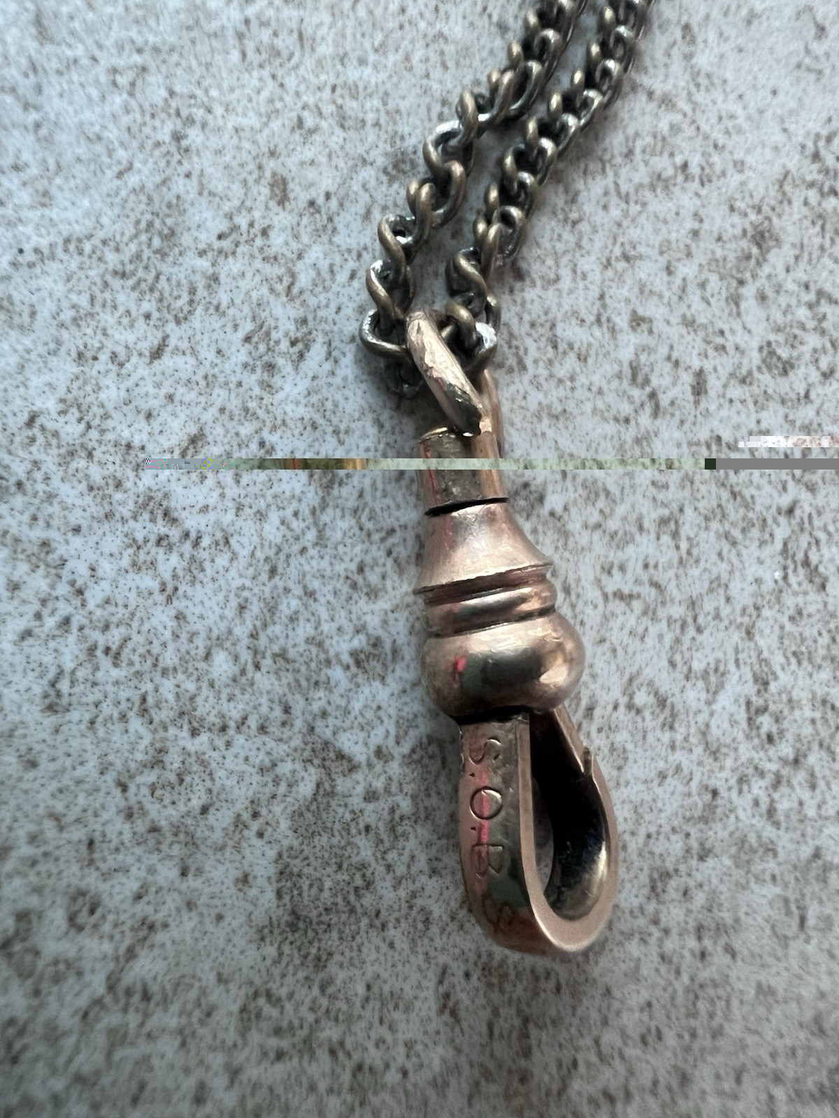 S.O.B. Co Gold Filled ? Pocket Watch Fob Swivel Dog Clasp On Chain Read C4