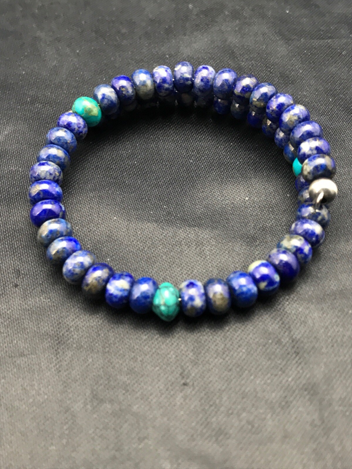 Lapis & Turquoise Bead Southwestern Navajo Sterling Silver Bracelet 03260