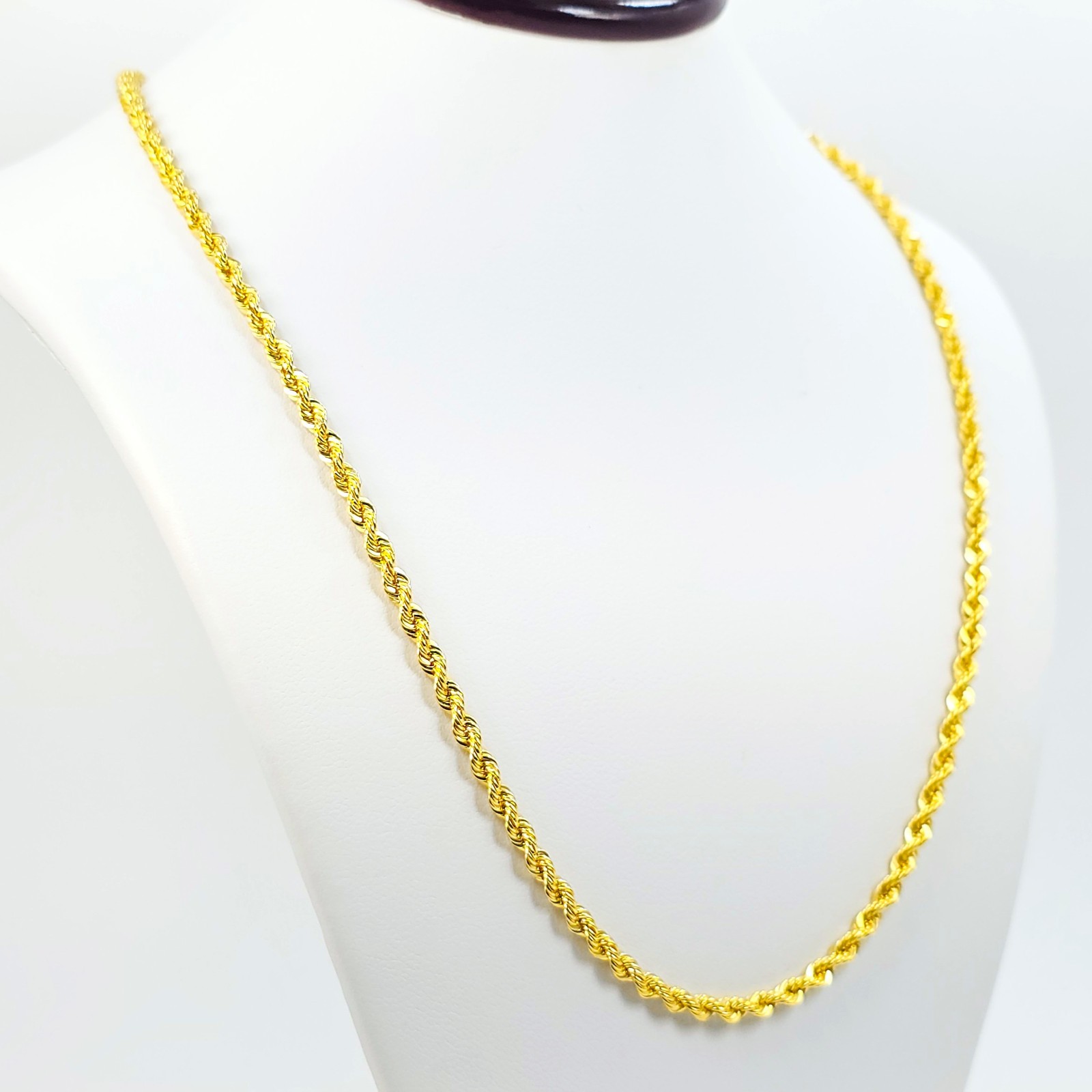 22K Gold Rope Chain Necklace 20.3 inch 2.8 mm Hollow Genuine Hallmarked 916