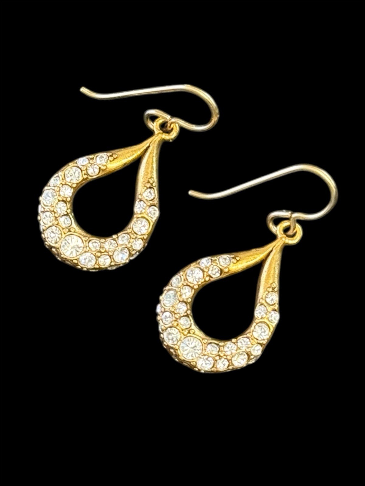NEW Patricia Locke Gold / Clear Crystal FRIZZANT EARRINGS USA HANDMADE NWT 2011