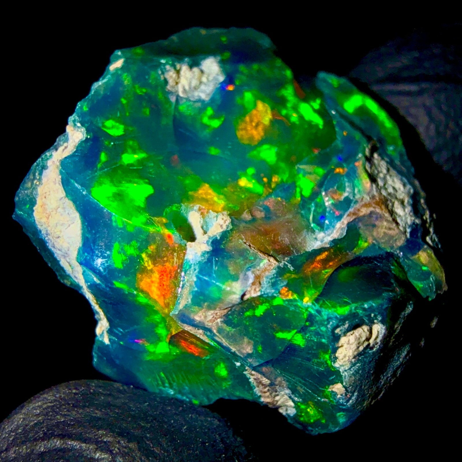 10 Ct Opal Rough, Jewelry Grade Black Welo Ethiopian Opal Rough, Multi Fire Opal